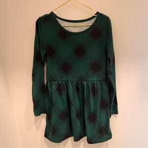 The Childrens Place Green and Black Plaid Kids Dress